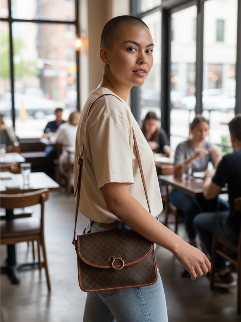 Celine Brown Leather Crossbody Bag with Ring Hardware - Picture 4 of 9